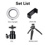 Moin 16CM/6 Inch LED Selfie Ring Light With Stand Studio Pography Po Ring Fill Light Tripod For Smartphone Makeup,Desk Tripod Set