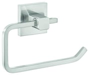 tesa EXXCLUSIV Toilet Roll Holder without Lid - Wall-Mounted Toilet Paper Holder with Power.Kit Technology in Stainless-Steel Design - waterproof, incl. Adhesive Solution - 99mm x 160mm x 45mm