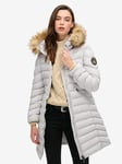 Superdry Fuji Faux Fur Hooded Coat - Grey