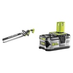 RYOBI RY18HT50A-0 18V ONE+ Cordless 50cm Hedge Trimmer (Bare Tool), Hyper Green & RB18L50 ONE+ Lithium+ 5.0Ah Battery, 18 V