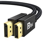 IVANKY Câble DisplayPort 1.4, [Certificado VESA] 8K@60Hz, 4K@ 144Hz, 4K@75Hz y 1080@240Hz, Câble DisplayPort 1.4 Compatible avec HDR, FreeSync, G-Sync, DTS-HD, Tarjeta Gráfica 3090/3080/3060