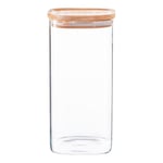 Square Glass Storage Jar with Wooden Lid 1.5 Litre