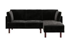 Clair 3-seters Sovesofa med Sjeselong Justerbar Fløyel/Svart - Dorel Home Sovesofaer Svart