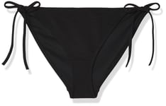 Calvin Klein Women's String Side Tie Bikini Bottoms with Logo Badge, Black (Pvh Black), XS