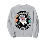 Funny Hippo’s Adventure in Space Cute Astronaut Hippo Lover Sweatshirt