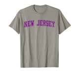 New Jersey NJ Varsity Style Garden State Outline Purple T-Shirt