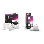 Philips Hue White & Colour Ambiance Starter Kit: Smart Bulb 3X Pack LED [GU10] & NEW White and Colour Ambiance Smart Light [GU10 Spot] with Bluetooth. Works with Alexa
