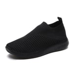 Mordely Womens Sport Mesh Andas Slip On Flat Outdoor Sneakers Skor Black 38