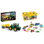 LEGO 42136 Technic Tracteur John Deere 9620R 4WD, Modèle Réduit de Construction avec Remorque, Jouets de la Ferme & 10696 Classic La Boîte de Briques Créatives, Jouet et Ensemble de Rangement