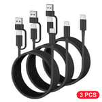 Universal 2in1 USB-A/USB-C to USB-C Fast Charge Charging Cable 3 Pcs Data Wire