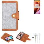 Felt Case + earphones for OnePlus 8 Pro Cover light grey