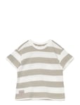 Mango Striped T-Shirt With Drawing Beige