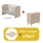 Sauthon Chambre Duo Access bois : lit 70x140, commode, plan à langer offert