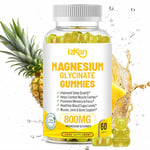 Izkan- Magnesium Glycinate Gummies 1600mg - Sugar-Free Magnesium Supplement with Calcium, Potassium Vitamin D, B6 & CoQ10 for Calm Mood & Muscle, Sleep Support 60 Gummies (1X)