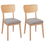 Lot de 2 Chaises en Bois Clair Salle à Manger Assise Tapissée Coussins Gris Cla