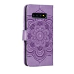 Flip Case for Samsung Galaxy S10, Genuine Leather Case Business Wallet Case with Card Slots, Magnetic Flip Notebook Phone Cover with Kickstand for Samsung Galaxy S10 (Purple)