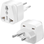 2-Pack UK to Switzerland Plug Adapters Swiss Power Converter Grounded Universal