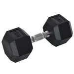 Dumbbell Hand Weight 15Kg Single Rubber Hex Portable Home Gym  Black