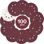 100PCS Disque de Ponçage 125mm Grain 400, Disques a Poncer Papier Abrasifs 8 Trous Idéal pour Poncer/Polir pour Ponceuse Excentrique