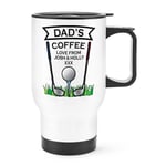 Personalised Golf Coffee Travel Mug Cup Handle Dad Grandad Fathers Day