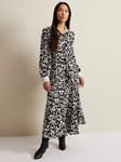 Phase Eight Bonnie Bow Print Midaxi Shirt Dress, Black/Ivory