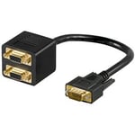 VGA han (15-pin) > 2x VGA hun (15-pin), VGA han (15-pin), sort,