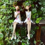 GaoF Statues de Jardin 2 Pcs Set ResinDecoration Outdoor Epicerie Jardin Ornements-Rose