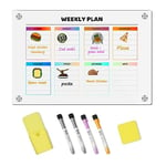 DARENYI Planificateurs Magnétiques Frigo 43 x 30cm Transparent Calendrier Magnetique Frigo, Tableau Transparent Effaçable à Sec en Acrylique Planning Frigo Magnetique pour Menus, Repas, Mémos