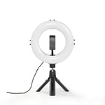 Hama 00004657 SpotLight Smart 80 II LED Ring Light, 8" Ring w/ 96 LEDs, Warm White to Daylight Bright, Dimmable, Remote Control, Tripod w/Ball Head