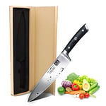 SHAN ZU Couteau de Chef 20cm, Couteau de Cuisine Professionnel en Acier Inoxydable Allemand, Couteau Tranchant pour Couper la Viande, Légumes et Fruits, Manche en Bois - CLASSIC Series