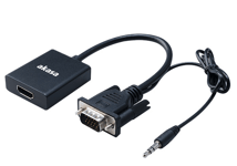 Akasa VGA to HDMI with Audio&USB Cable for power, 1080p@60Hz, 20cm (AK-CBHD23-20BK)