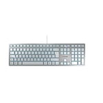 CHERRY KC 6000 SLIM, Ultra-Flat Design Keyboard, French Layout (AZERTY), Wired (USB-A Connection), Quiet, Durable Key Labelling, Silver