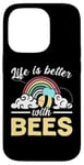 iPhone 14 Pro Life Is Better With Bees Rainbow Case