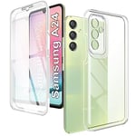 XCYYOO Coque Samsung Galaxy A24 360 Degrés Housse Samsung Galaxy A24 Transparente à 360 Degrés avec Étui D'écran Intégrée de Protection en Silicone Ultra-Fine et Antichoc Case