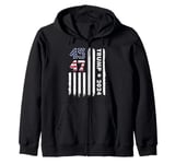 Vintage Trump 2024 Design 45 47 President USA Flag Men Women Zip Hoodie