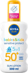 NIVEA SUN Kids Protect & Sensitive Spray (200ml) Sunscreen Spray with SPF 50+, K