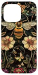 Coque pour iPhone 14 Pro Max Beau motif abeilles et fleurs noires