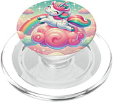 Licorne fantaisiste dansant sur un nuage de barbe à papa PopSockets PopGrip pour MagSafe