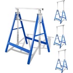 Tréteaux télescopiques Pack de 4 tréteau pliable métal Charge maximale 200 kg Bleu - Hengda