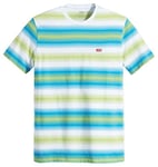 Levi's Men's Ss Original Housemark Tee Chesthit Logo T-Shirt, Fizzy Stripe Swedish Blue, S