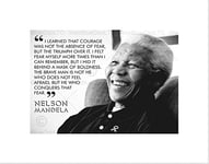 Wee Blue Coo I LEARNED THAT COURAGE NELSON MANDELA BW TYPOGRAPHY QUOTE FRAMED PRINT B12X13921