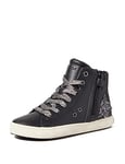 Geox Girl's J Kalispera Girl Sneakers, Black Dk Silver, 12.5 UK