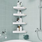 Sotfamily 4 pièces Plastique pièces Etagere Douche, Rangement et Organisation de la Salle de Bain, Porte Savon Douche, Etagere Salle de Bain, Comprend 12 Autocollants Adhésifs, Blanc