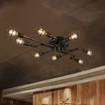 Senderpick - Plafonnier Industriel Tuyau d'Eau 8 Luminaire E27 Retro Tube Lampe Café Bar Bougeoir sans Ampoules