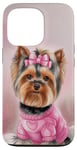 iPhone 13 Pro Aesthetic Pink Christmas Yorkshire Terrier Holiday Xmas Case