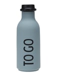 To Go Water Bottle Grey Design Letters