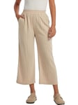 Les umes Pantalon Lin Femme Pantalons Grande Taille Été Casual Elastique Ceinture avec Poches Printemps et Eté Pantalon Fluide Kaki M