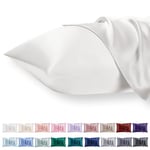 Vielit Taie Oreiller Satin 40x60 Lot de 2,Ivoire Pillowcase pour Cheveux,Similaire Aux Taie d Oreiller en Soie,Taies d'oreillers 40x60 Housse de Coussin certifié Oeko-Tex