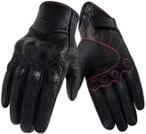 WSGYX Femme Cuir Touch Secillet Moteur d'été Guantes Gant à vélo Femme Motocross Moto (Color : Black, Size : XS)