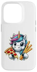 Coque pour iPhone 14 Pro Licorne mangeant de la pizza et des baguettes à pain pour garçons, filles, femmes, enfants